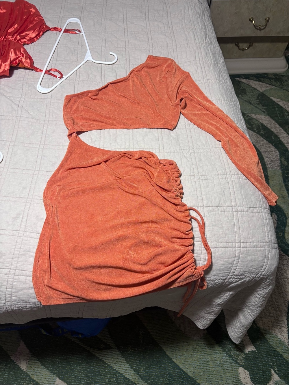 Orange One-Shoulder Ruched Dress